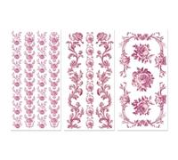 Peacoblue Frotar Pegatina de Transferencia para Mueble Rub on Transfer Furniture 6"X12" Borde de La Flor Morada, 3pcs UV DTF Decor Calcomanía Manualidades para Madera Puerta Glass Cajonera Adornos