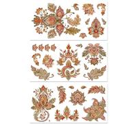 Peacoblue Frotar Pegatina de Transferencia para Mueble Rub on Transfer Furniture 6"X12" Estampado paisley, 3pcs UV DTF Decor Calcomanía Manualidades para Madera Puerta Glass Cajonera Adornos