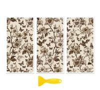 Peacoblue Frotar Pegatina de Transferencia para Mueble Rub on Transfer Furniture 6"X12" Flores y mariposas vintage, 3pcs UV DTF Decor Calcomanía Manualidades para Madera Puerta Glass Cajonera Adornos