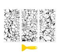 Peacoblue Frotar Pegatina de Transferencia para Mueble Rub on Transfer Furniture 6"X12" Margaritas en blanco y negro, 3pcs UV DTF Decor Calcomanía Manualidades para Madera Puerta Cajonera Adornos