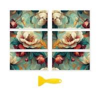 Peacoblue Frotar Pegatina de Transferencia para Mueble Rub on Transfer Furniture 6"X12" Ondas Florales, 3pcs UV DTF Decor Calcomanía Manualidades para Madera Puerta Glass Cajonera Adornos