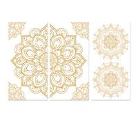 Peacoblue Frotar Pegatina de Transferencia para Mueble Rub on Transfer Furniture 6"X12" Patrones de Mandala, 3pcs UV DTF Decor Calcomanía Manualidades para Madera Puerta Glass Cajonera Adornos