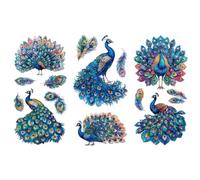 Peacoblue Frotar Pegatina de Transferencia para Mueble Rub on Transfer Furniture 6"X12" Pavo real, 3pcs UV DTF Decor Calcomanía Manualidades para Madera Puerta Glass Cajonera Adornos