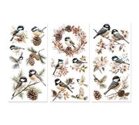 Peacoblue Frotar Pegatina de Transferencia para Mueble Rub on Transfer Furniture 6"X12" Teta con tapa negra y pájaro, 3pcs UV DTF Decor Calcomanía Manualidades para Madera Puerta Glass Cajonera