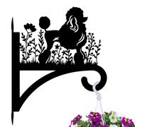 peacoblue Ganchos de Hierro para Plantas Colgantes para Uso Interior y Exterior, Comederos de Aves, Soporte de Metal Resistente a la Intemperie de 12"x13.6" para Porche(Poodle y Flores)