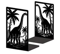 Peacoblue - Juego de 2 sujetalibros de metal para libro de dinosaurio jurásico de cuello largo, con pegatinas antideslizantes para dormitorio, biblioteca, oficina, escuela y oficina (1 pares)