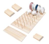 peacoblue Juego de 6 organizadores de cajones de madera, 40 clavijas y tornillos incluidos, para organizar platos de cocina, platos, recipientes de alimentos (17 x 5.9 pulgadas)