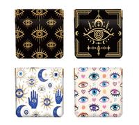 Peacoblue Monedero pequeño de cuero para mujer, 4 unidades, diseño geométrico, impermeable y resistente, 12x11cm