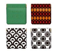 Peacoblue Monedero pequeño de cuero para mujer, 4 unidades, diseño geométrico, impermeable y resistente, 12x11cm