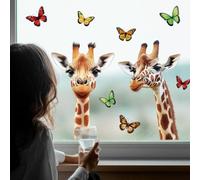 Peacoblue Pegatina Electroestática para Ventana de Doble Cara para Grandes Ventanas de Vidrio, 1 Hoja Jirafa Asomándose Divertida 120x30 cm Impermeable y Removible para Decoración de Hogar, Oficina