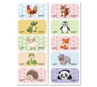 Peacoblue Pegatinas de Zapatos para Aprender Izquierda Derecha, Animales de Dibujos Animados 100 piezas (50 pares) Pegatinas Autoadhesivas para Zapatos para Ayudar A Ponerse los Zapatos