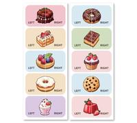 Peacoblue Pegatinas de Zapatos para Aprender Izquierda Derecha, Delicioso Postre 100 piezas (50 pares) Etiquetas Adhesivas para Zapatos para Ayudar A Ponerse los Zapatos