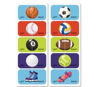 Peacoblue Pegatinas de Zapatos para Aprender Izquierda Derecha, Elementos Deportivos 100 piezas (50 pares) Pegatinas Autoadhesivas para Zapatos para Ayudar A Ponerse los Zapatos