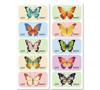 Peacoblue Pegatinas de Zapatos para Aprender Izquierda Derecha, Mariposa 100 piezas (50 pares) Pegatinas Autoadhesivas para Zapatos Etiquetas Calcomanías para Ayudar A Ponerse los Zapatos