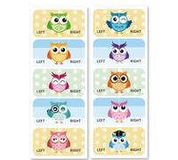 Peacoblue Pegatinas de Zapatos para Aprender Izquierda Derecha, Owl 100 pieza (50 pares) Etiquetas Adhesivas para Zapatos para Ayudar A Ponerse los Zapatos