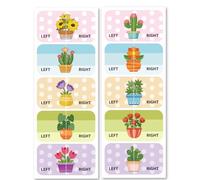 Peacoblue Pegatinas de Zapatos para Aprender Izquierda Derecha, Plantas En Maceta 100 unidades (50 pares) Pegatinas Autoadhesivas para Zapatos Etiquetas Calcomanías para Ayudar A Ponerse los Zapatos