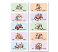 Peacoblue Pegatinas de Zapatos para Aprender Izquierda Derecha, Plantas Y Libros 100 pieza (50 pares) Pegatinas Autoadhesivas para Zapatos para Ayudar A Ponerse los Zapatos