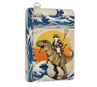 Peacoblue - Portatarjetas de crédito para tarjeta de identificación, Gato y dinosaurio de estilo japonés, Gato y dinosaurio de estilo japonés