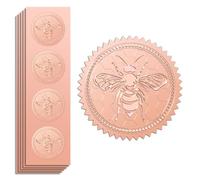 Peacoblue Sello adhesivo de lámina de oro rosa en relieve de 2 pulgadas, 100 piezas de abeja y panal para decoración de tarjetas de regalo, sellos de envolvente, invitaciones de fiesta familiar