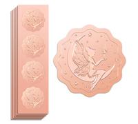 Peacoblue Sello adhesivo de lámina de oro rosa en relieve de 5 cm, 100 piezas de hadas y magia para decoración de tarjetas de regalo, sellos de envolvente, invitaciones de fiesta familiar, calcomanías