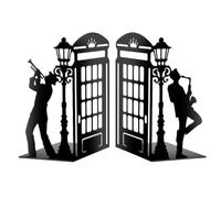 Peacoblue Sujetalibros de metal para estantes, moderno y decorativo, resistente, para estudio, oficina, escritorio, estante, habitación, 14 x 10,9 x 21 cm, sujetalibros altos y simples, 1 par (música