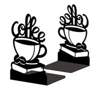 Peacoblue Sujetalibros decorativos modernos granos de café y libros, sujetalibros de metal para libros pesados, 13,5 x 10,9 x 20,1 cm, para decoración del hogar, estantería y oficina, 1 par