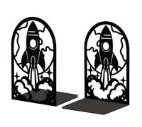 Peacoblue Tapones de Apoyo para Libros de Estudio de Trabajo Pesado decormodernos para Oficina, Escritorio, Estante, Sala de 5.3"x4.3"x7.9" de Hierro Fundido Simples remates Altos, 1 par (Cohete)