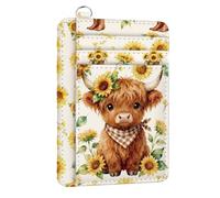 peacoblue Tarjetero delgado de piel sintética con bloqueo RFID para mujer, con ventana de identificación, 6 ranuras para tarjetas y bolsillo para efectivo, perfecto para viajes y regalos, Ganado de