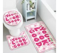 peacoblue You Look Good - Juego de 3 alfombras de baño con tapa de inodoro antideslizante