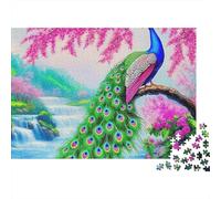 Peacock 1000 Piezas Rompecabezas de Viaje para Adultos Pavo Real en Rama con Flores de Cerezo Premium Grueso Resistente Desafiante Alivio de Estrés 70x50cm/1000pcs