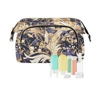 Peacock Dark Academia White and Gold_2 Bolsas de cosméticos esenciales, bolsa de viaje para mujer, monedero para organizador de artículos personales