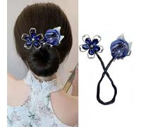 Peacock Display Angel Wings Elegant Hair Bun Maker,Rhinestone Flower Hairstyle Shaper Accessories for Women,Peacock Hair Curler Hairpin,Lazy Hair Curler Deft Bun Maker (Flower D)