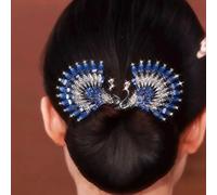 Peacock Display Angel Wings Elegant Hair Bun Maker,Rhinestone Flower Hairstyle Shaper Accessories for Women,Peacock Hair Curler Hairpin,Lazy Hair Curler Deft Bun Maker (Peacock A)