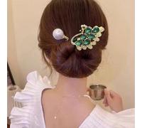 Peacock Display Angel Wings Elegant Hair Bun Maker,Rhinestone Flower Hairstyle Shaper Accessories for Women,Peacock Hair Curler Hairpin,Lazy Hair Curler Deft Bun Maker (Peacock D)