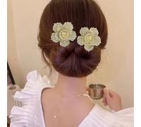 Peacock Display Angel Wings Elegant Hair Bun Maker,Rhinestone Flower Hairstyle Shaper Accessories for Women,Peacock Hair Curler Hairpin,Lazy Hair Curler Deft Bun Maker (Flower B)