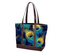 Peacock Feathers-1365 - Bolsos de hombro para mujer, bolsos grandes de cuero lavado suave y duraderos, multicolor 07, 33.8x12x31cm/13.3x4.7x12.2 in