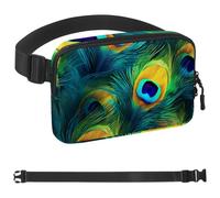 Peacock Feathers-187 - Cangurera cruzada para hombres y mujeres, riñonera para viajes, casual, caminar, correr, senderismo, ciclismo, multicolor, 4 x 23 x 15 cm, multicolor, 1.5x9.0x5.9in/4x23x15cm