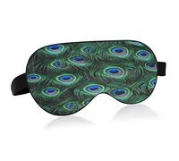 Peacock Feathers Sleep Mask Lightweight Soft Breathable Eye Mask with Adjustable Strap Blackout Eye Mask for Women Men for Travel Night Sleeping