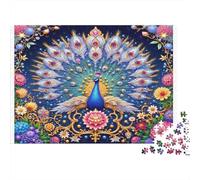 Peacock Floral Art 100% Recycled Cardboard Floral Galaxy Peacock 1000Pc Jigsaw for Adults Challenging & Brainteasing 38x26cm/1000pcs