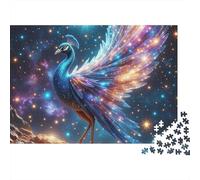 Peacock in Starlight Difícil 1000 Piezas Juego Familiar Noche Rompecabezas Pavo Real Galáctico con Alas de Nebulosa Estelar Premium Robusto Desafiante Alivio Estrés 52x38cm/1000pcs