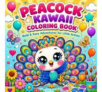 PEACOCK KAWAII COLORING BOOK: 50 Bold & Easy Coloring Pages Filled with Cute Baby Peacocks, Sweet Animal Friends, Simple Designs, and Fun Adventures for Kids Ages 4-8