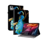 (Peacock, Multicolor) For Lenovo Tab K11 Plus M11 Plus Leather Case Pattern Printed Stand Tablet Cover with Card Slots - L