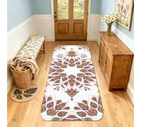 Peacock Runner - Alfombra bohemia artística con hojas, sin multicolor, antideslizante, rectangular, para cocina, pasillo, lavandería, entrada, decoración de 2 x 5 pies