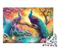 Peacocks in Fantasy Forest Extra Thick Cardboard Árbol Naturaleza Arte Jigsaw Puzzle Adults Age 12 Up Brain Training Activity Ideal Gift for Teen Puzzle Lovers 12 18 Years 52x38cm/1000pcs
