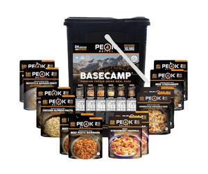 Peak Refuel Basecamp Bucket 3.0 | 480 g de proteína | 10180 calorías | 100% carne real | Alimento liofilizado premium para mochileros y camping | 24 porciones | Comida de supervivencia ideal MRE