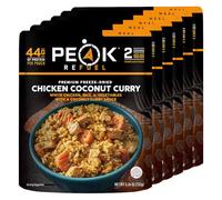 Peak Refuel Curry de pollo y coco | Comida liofilizada para mochileros y acampar | Increíble sabor y calidad | Alto en proteínas | Carne real | Preparación rápida (paquete de 6)