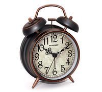 Peakeep Reloj despertador retro de 4.5 pulgadas, funciona con pilas, doble campana (negro con árabe)