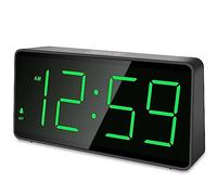 Peakeep Reloj digital, reloj despertador que funciona con pilas, números grandes grandes, 4 reguladores para personas mayores, volumen ajustable, reloj despertador fuerte para adultos que duermen