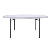 PEAKFORM Mesa Redonda Plegable, Medidas 180x74cm, Ultrarresistente Blanco Granito, Mesa Exterior, Interior, para jardín, Terraza, Eventos, Catering, Mesas Grandes (92128)