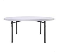 PEAKFORM - Mesa redonda plegable, medidas 180x74cm, ultrarresistente blanco granito, mesa exterior, interior, para jardín, terraza, eventos, catering, mesas grandes